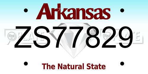 ZS77829 Arkansas License Plate