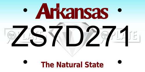 ZS7D271 Arkansas License Plate