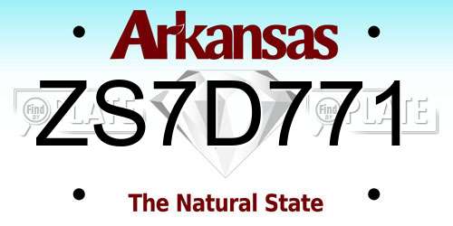 ZS7D771 Arkansas License Plate