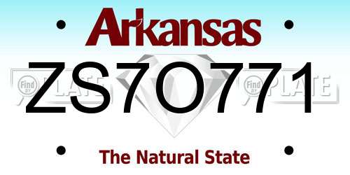 ZS7O771 Arkansas License Plate