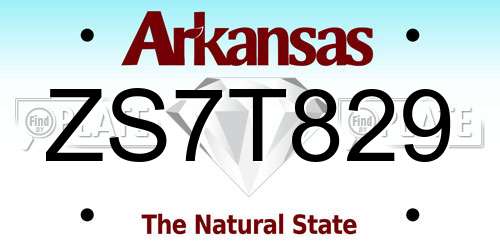 ZS7T829 Arkansas License Plate