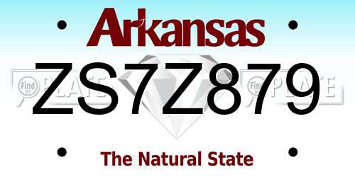 ZS7Z879 Arkansas License Plate