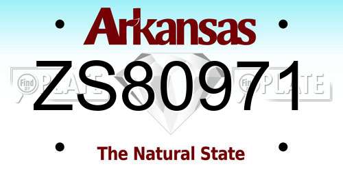 ZS80971 Arkansas License Plate