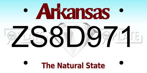 ZS8D971 Arkansas License Plate