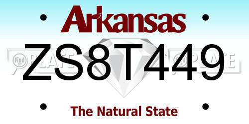 ZS8T449 Arkansas License Plate