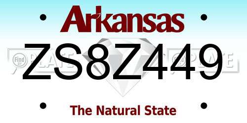 ZS8Z449 Arkansas License Plate