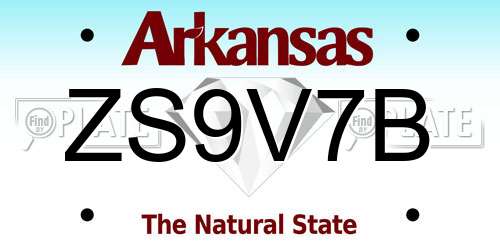 ZS9V7B Arkansas License Plate