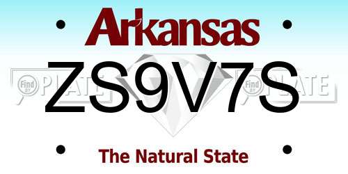 ZS9V7S Arkansas License Plate