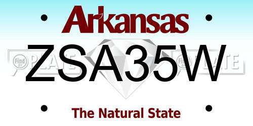 ZSA35W Arkansas License Plate