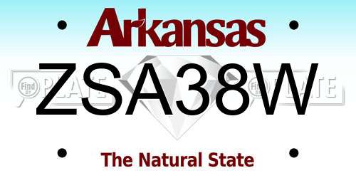 ZSA38W Arkansas License Plate