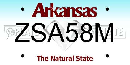 ZSA58M Arkansas License Plate