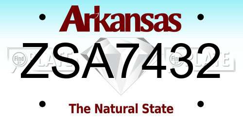 ZSA7432 Arkansas License Plate