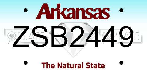 ZSB2449 Arkansas License Plate