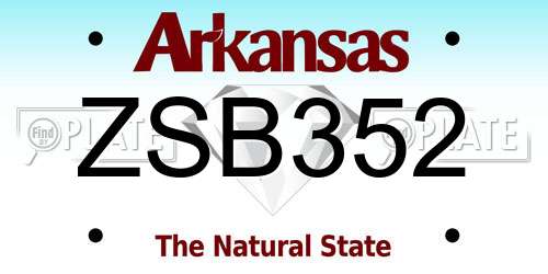 ZSB352 Arkansas License Plate