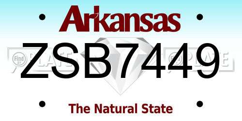 ZSB7449 Arkansas License Plate