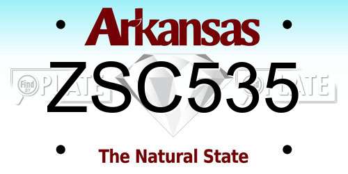 ZSC535 Arkansas License Plate