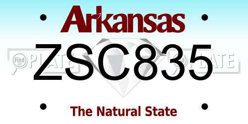 ZSC835 Arkansas License Plate