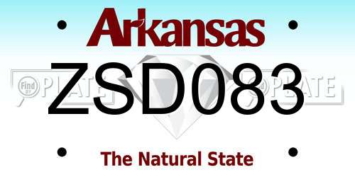 ZSD083 Arkansas License Plate