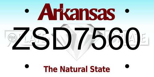 ZSD7560 Arkansas License Plate