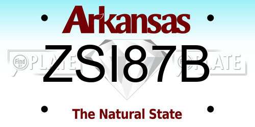 ZSI87B Arkansas License Plate