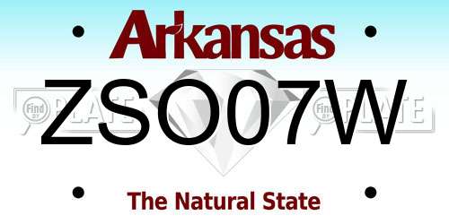 ZSO07W Arkansas License Plate