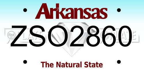 ZSO2860 Arkansas License Plate