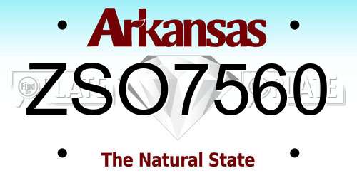 ZSO7560 Arkansas License Plate