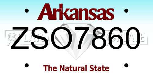 ZSO7860 Arkansas License Plate