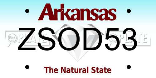 ZSOD53 Arkansas License Plate