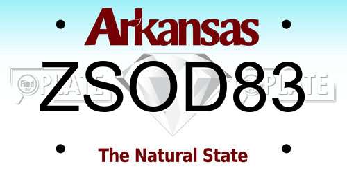 ZSOD83 Arkansas License Plate