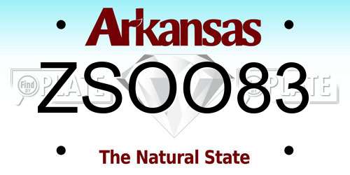 ZSOO83 Arkansas License Plate