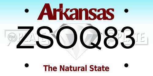 ZSOQ83 Arkansas License Plate