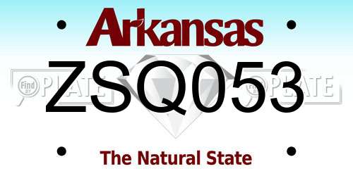 ZSQ053 Arkansas License Plate