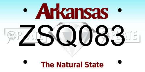 ZSQ083 Arkansas License Plate