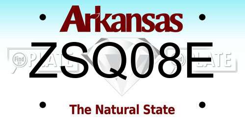 ZSQ08E Arkansas License Plate