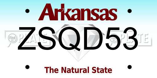 ZSQD53 Arkansas License Plate