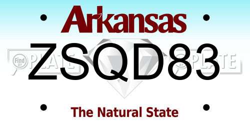 ZSQD83 Arkansas License Plate