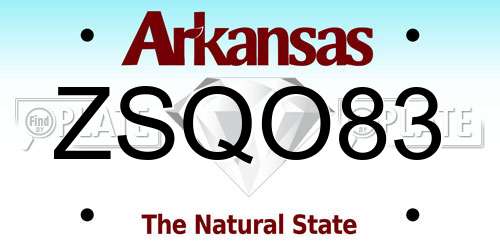 ZSQO83 Arkansas License Plate