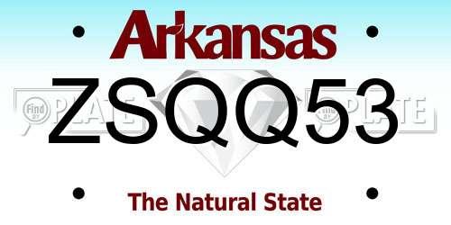 ZSQQ53 Arkansas License Plate