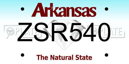 ZSR540 Arkansas License Plate