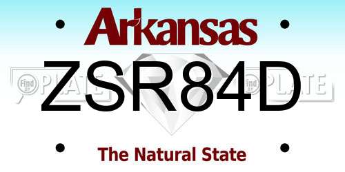 ZSR84D Arkansas License Plate