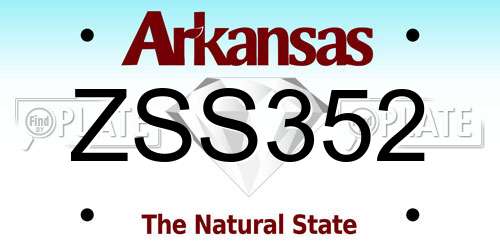 ZSS352 Arkansas License Plate