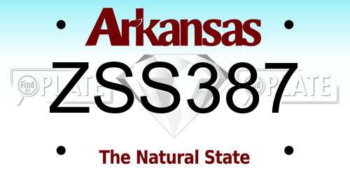 ZSS387 Arkansas License Plate