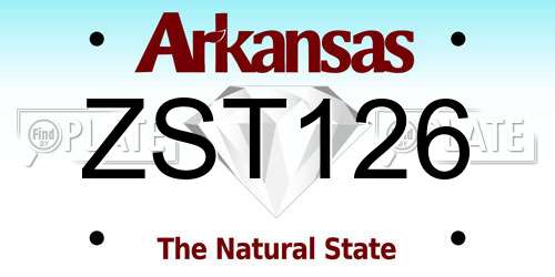 ZST126 Arkansas License Plate