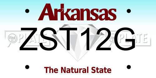 ZST12G Arkansas License Plate