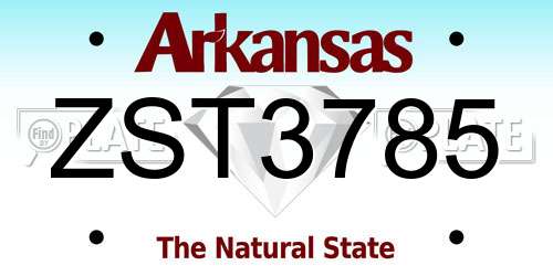 ZST3785 Arkansas License Plate