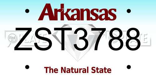 ZST3788 Arkansas License Plate