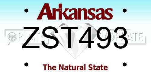 ZST493 Arkansas License Plate