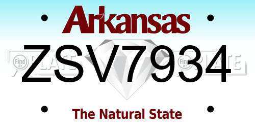ZSV7934 Arkansas License Plate