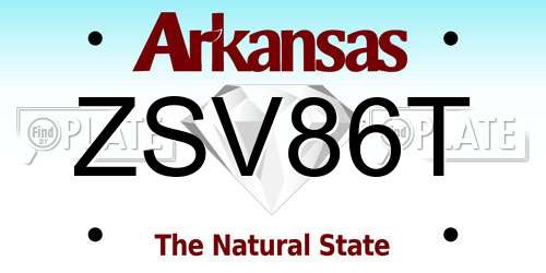ZSV86T Arkansas License Plate